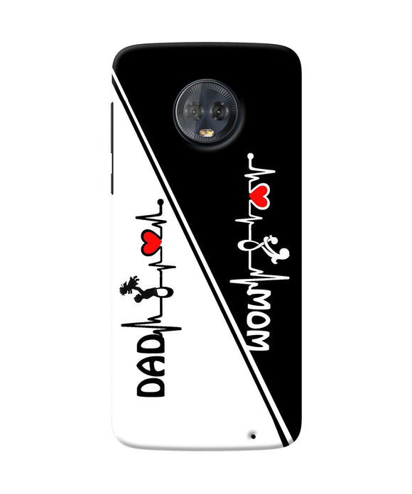 Mom Dad Heart Line Black And White Moto G6 Back Cover