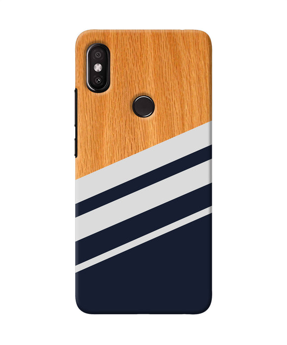 Black And White Wooden Redmi Y2 Back Cover