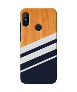 Black And White Wooden Redmi 6 Pro Back Cover