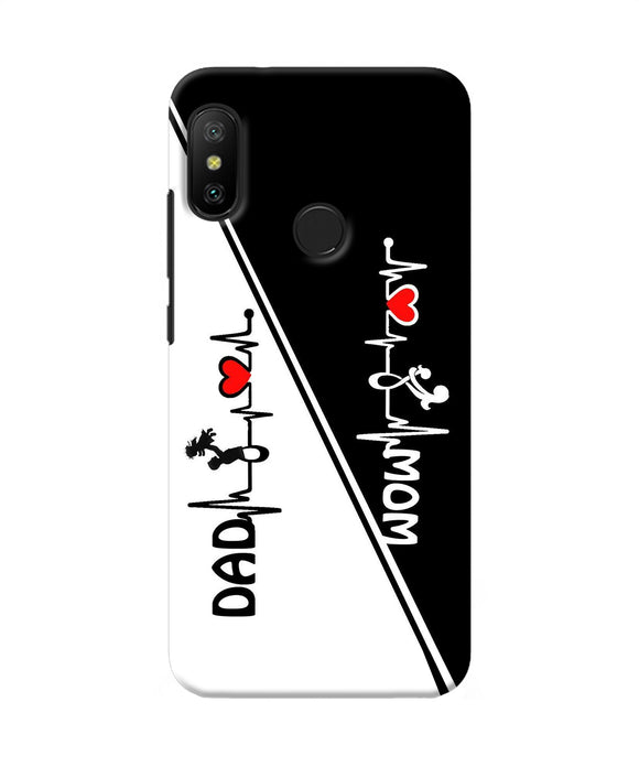 Mom Dad Heart Line Black And White Redmi 6 Pro Back Cover