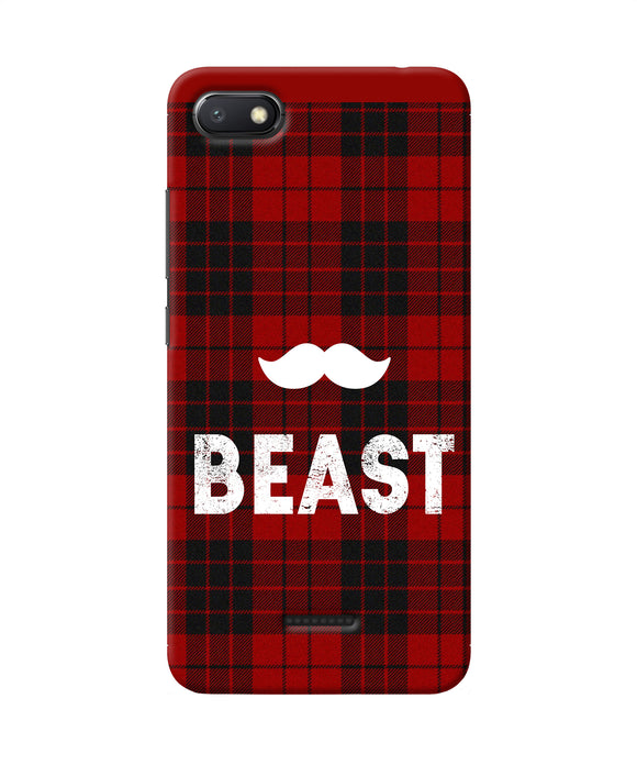 Beast Red Square Redmi 6a Back Cover