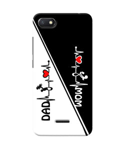 Mom Dad Heart Line Black And White Redmi 6a Back Cover