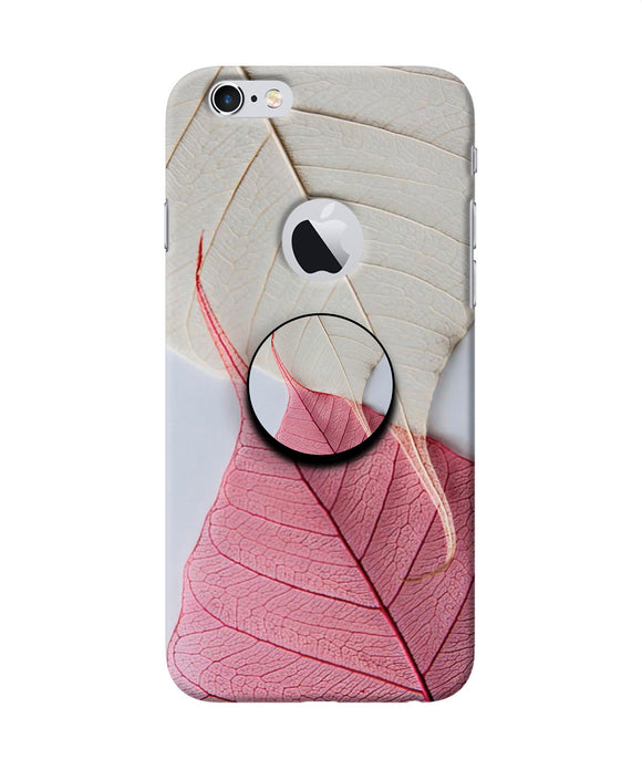 White Pink Leaf Iphone 6 logocut Pop Case