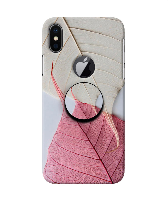 White Pink Leaf Iphone X logocut Pop Case