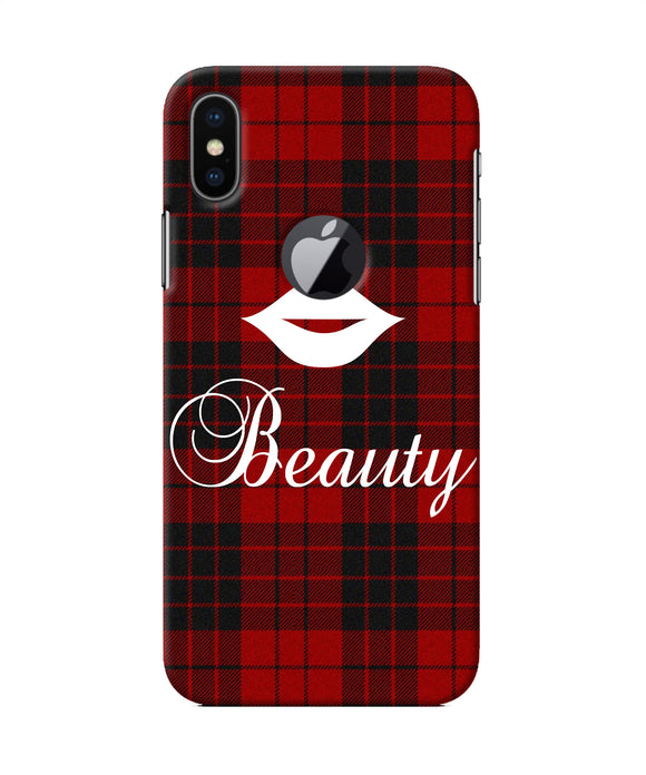 Beauty Red Square Iphone X Logocut Back Cover