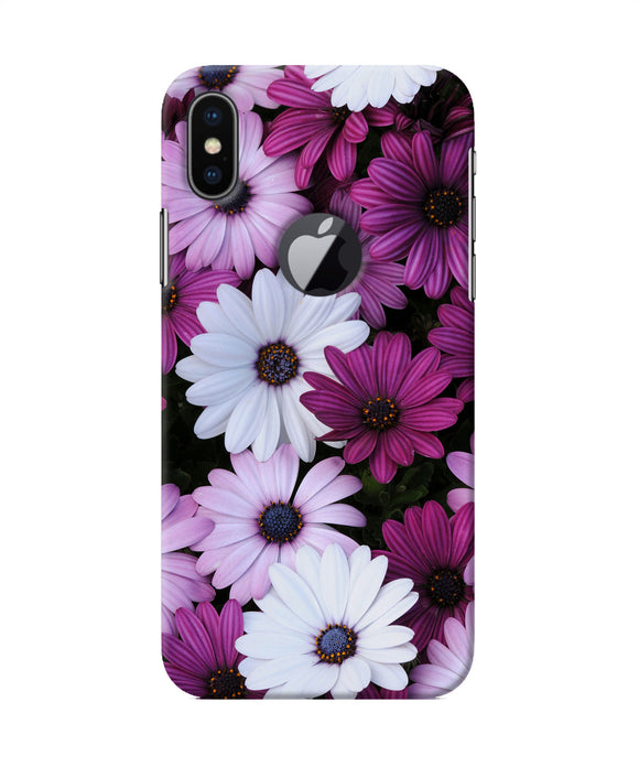 White Violet Flowers Iphone X Logocut Back Cover