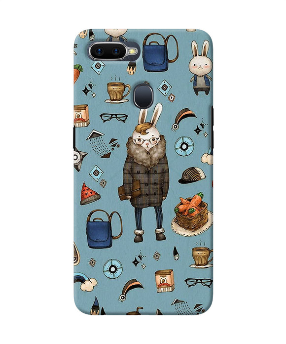 Canvas Rabbit Print Oppo F9 / F9 Pro Back Cover