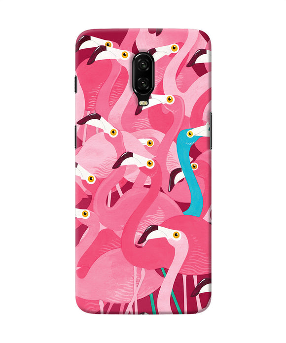 Abstract Sheer Bird Pink Print Oneplus 6t Back Cover