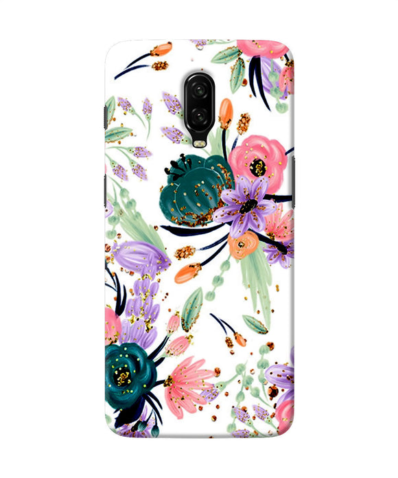 Abstract Flowers Print Oneplus 6t Back Cover