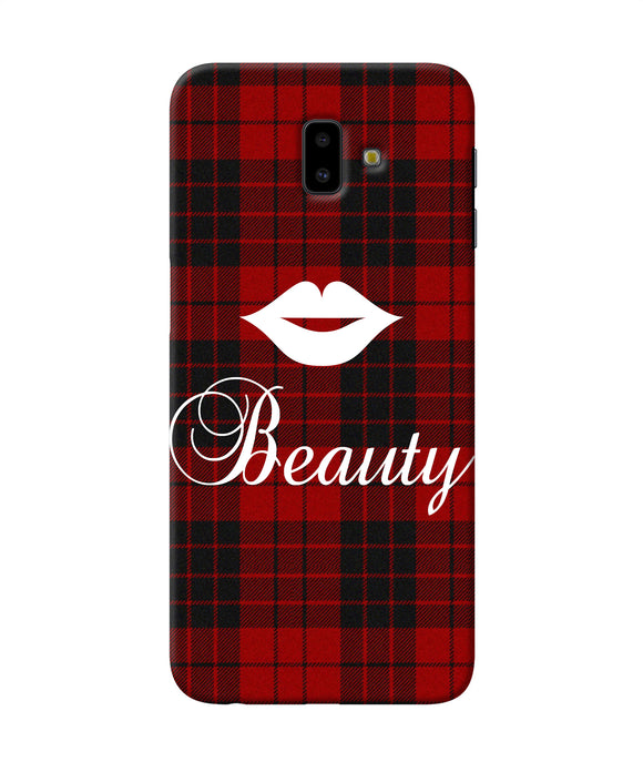 Beauty Red Square Samsung J6 Plus Back Cover