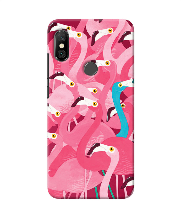 Abstract Sheer Bird Pink Print Redmi Note 6 Pro Back Cover