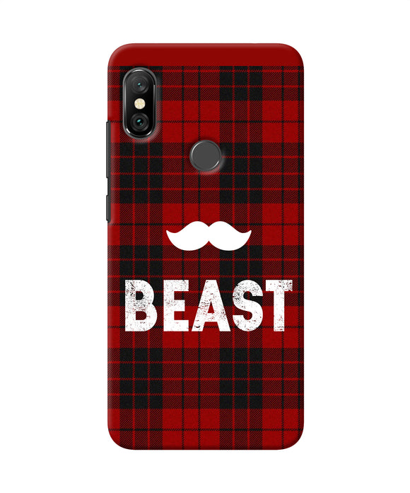 Beast Red Square Redmi Note 6 Pro Back Cover