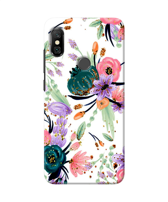Abstract Flowers Print Redmi Note 6 Pro Back Cover