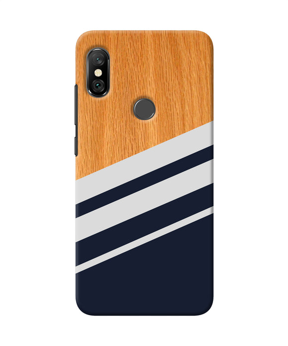 Black And White Wooden Redmi Note 6 Pro Back Cover