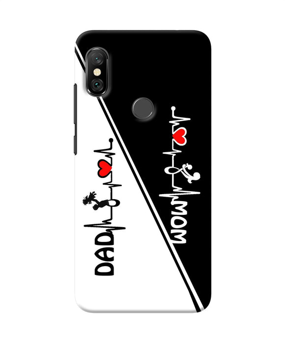 Mom Dad Heart Line Black And White Redmi Note 6 Pro Back Cover