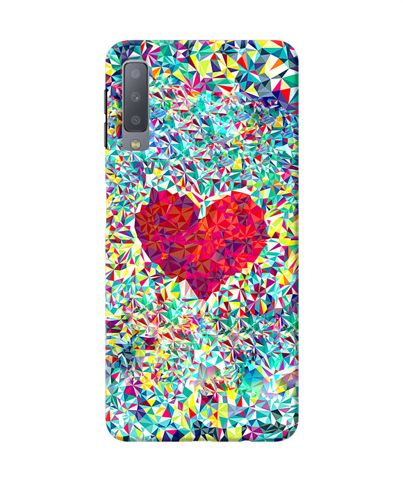 Red Heart Print Samsung A7 Back Cover