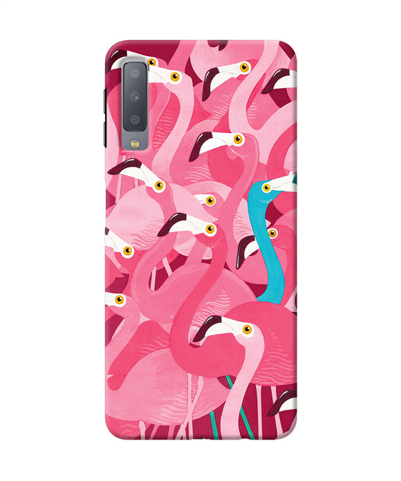 Abstract Sheer Bird Pink Print Samsung A7 Back Cover