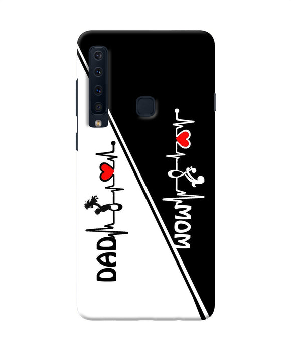 Mom Dad Heart Line Black And White Samsung A9 Back Cover