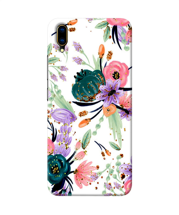 Abstract Flowers Print Vivo V11 Pro Back Cover