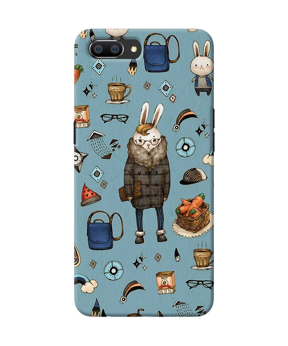 Canvas Rabbit Print Realme C1 Back Cover