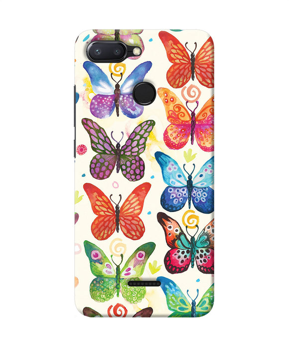 Abstract Butterfly Print Redmi 6 Back Cover