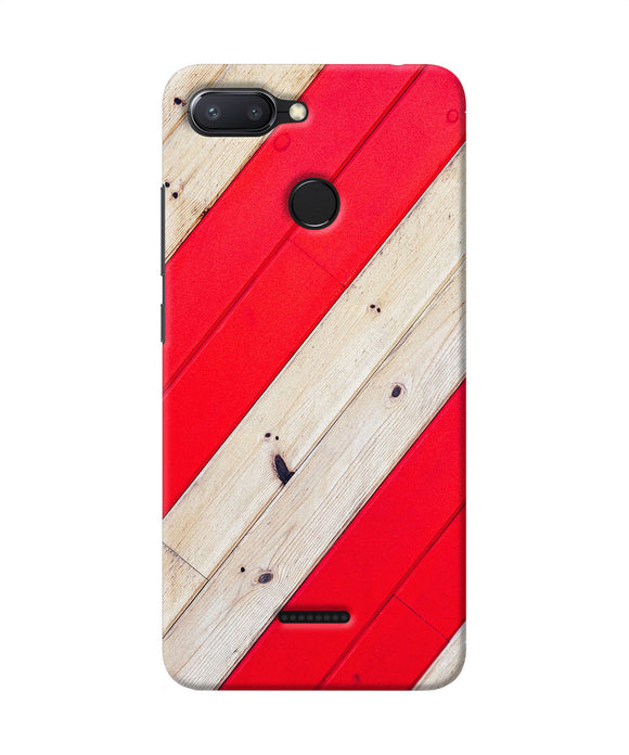 Abstract Red Brown Wooden Redmi 6 Back Cover