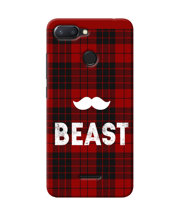 Beast Red Square Redmi 6 Back Cover
