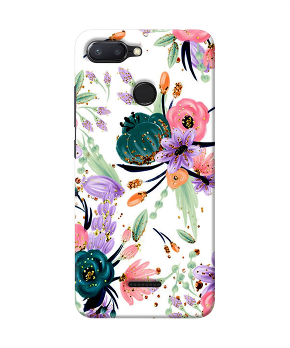 Abstract Flowers Print Redmi 6 Back Cover