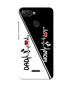 Mom Dad Heart Line Black And White Redmi 6 Back Cover
