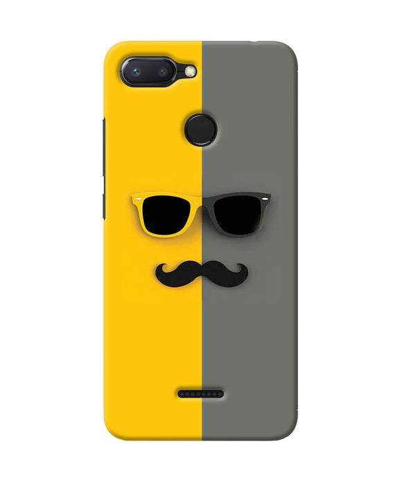 Mustache Glass Redmi 6 Back Cover