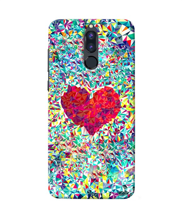 Red Heart Print Honor 9i Back Cover