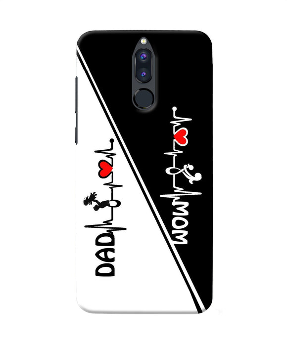 Mom Dad Heart Line Black And White Honor 9i Back Cover