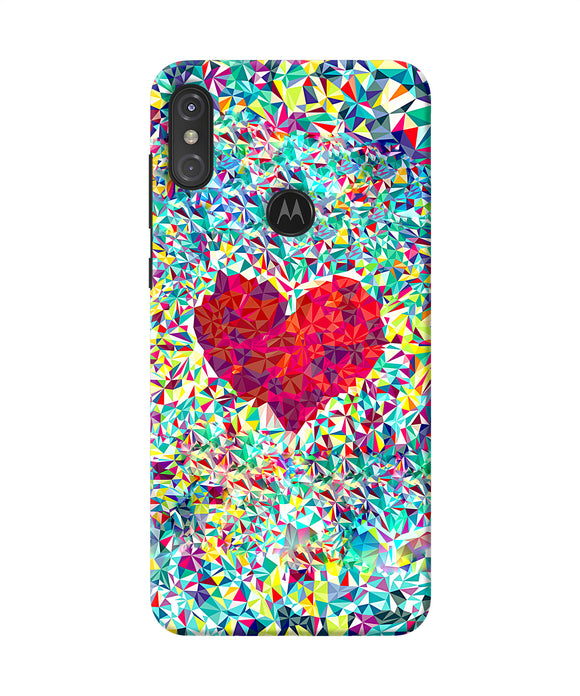 Red Heart Print Moto One Power Back Cover
