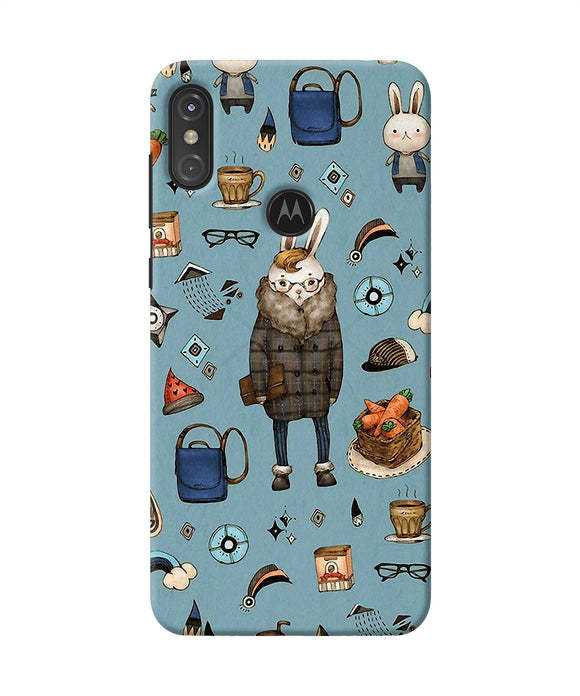 Canvas Rabbit Print Moto One Power Back Cover
