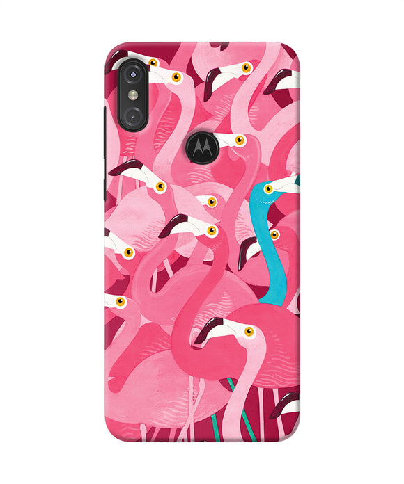 Abstract Sheer Bird Pink Print Moto One Power Back Cover