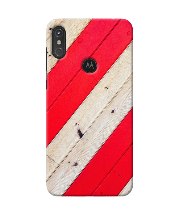 Abstract Red Brown Wooden Moto One Power Back Cover