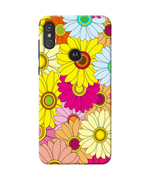 Abstract Colorful Flowers Moto One Power Back Cover