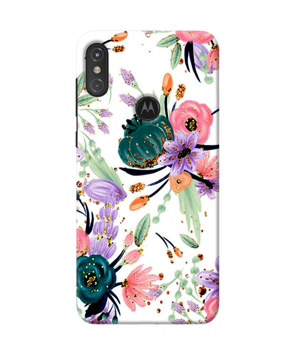 Abstract Flowers Print Moto One Power Back Cover