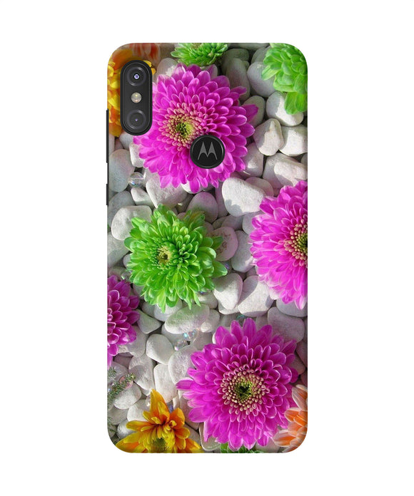 Natural Flower Stones Moto One Power Back Cover