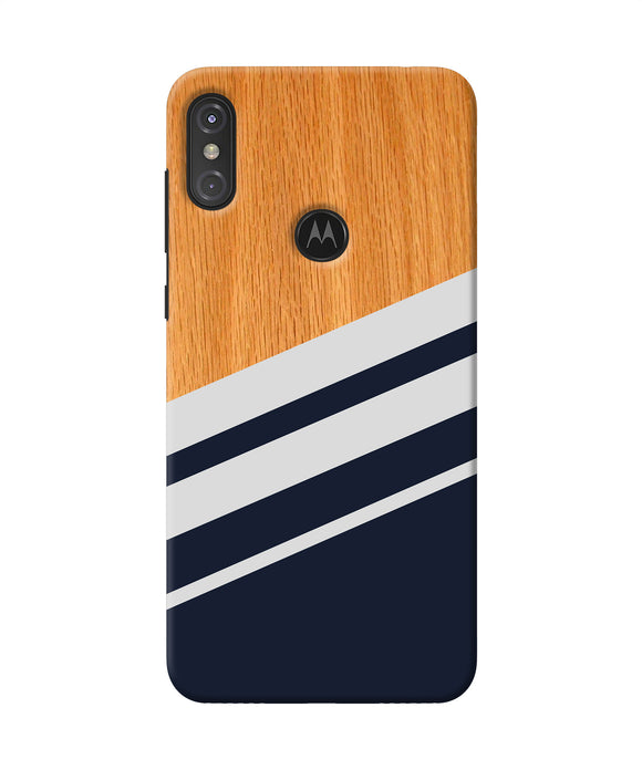Black And White Wooden Moto One Power Back Cover