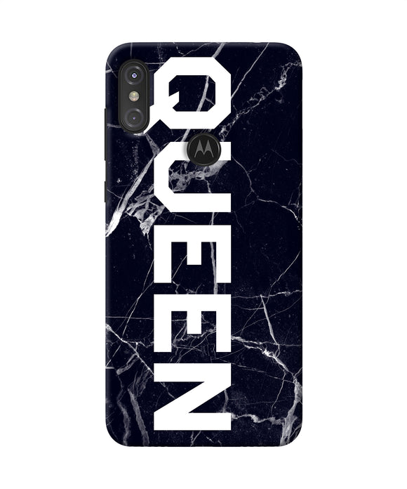 Queen Marble Text Moto One Power Back Cover