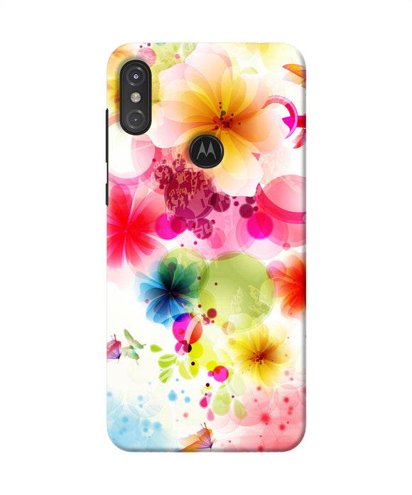 Flowers Print Moto One Power Back Cover