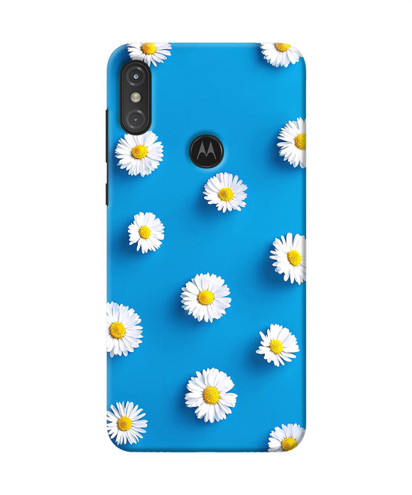 White Flowers Moto One Power Back Cover