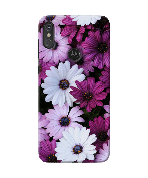White Violet Flowers Moto One Power Back Cover