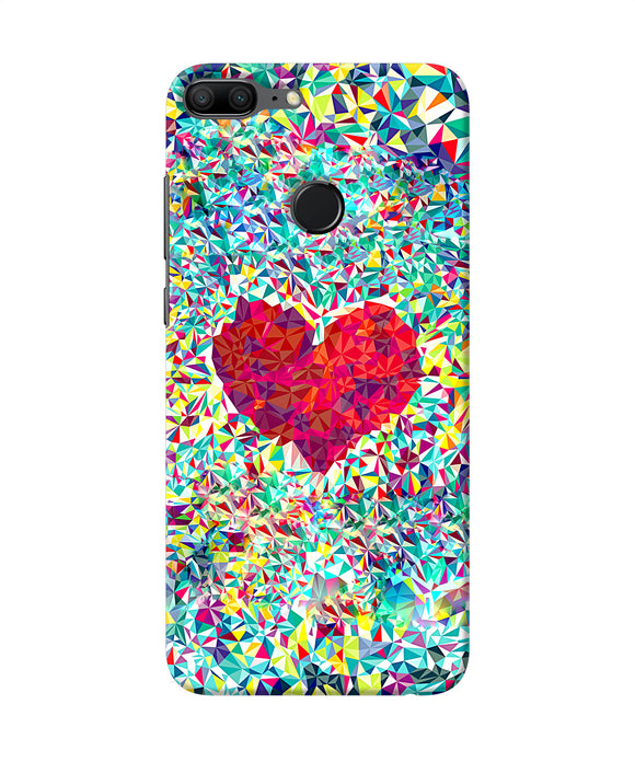 Red Heart Print Honor 9 Lite Back Cover