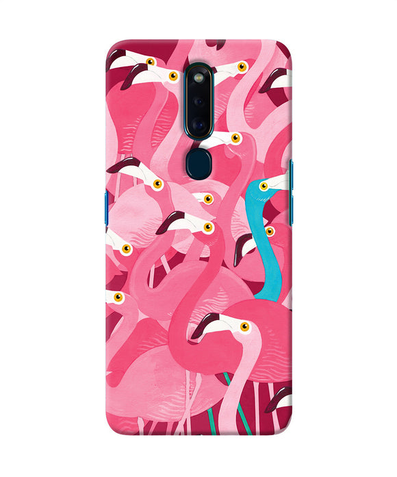 Abstract Sheer Bird Pink Print Oppo F11 Pro Back Cover