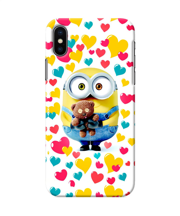 Minion Teddy Hearts Iphone Xs Back Cover