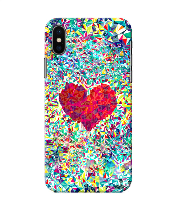 Red Heart Print Iphone Xs Back Cover