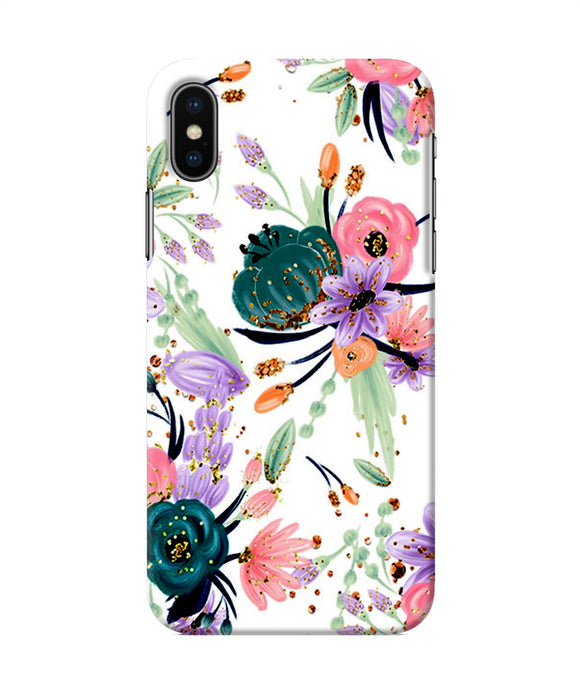 Abstract Flowers Print Iphone Xs Back Cover