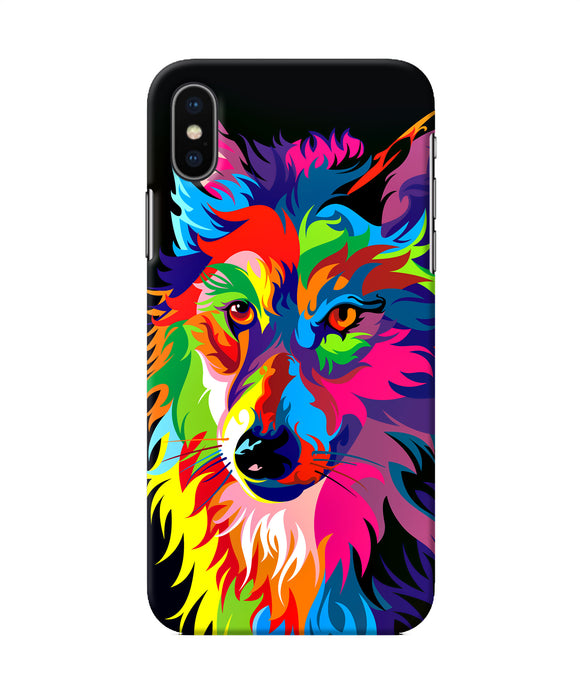 Colorful Wolf Sketch Iphone Xs Back Cover